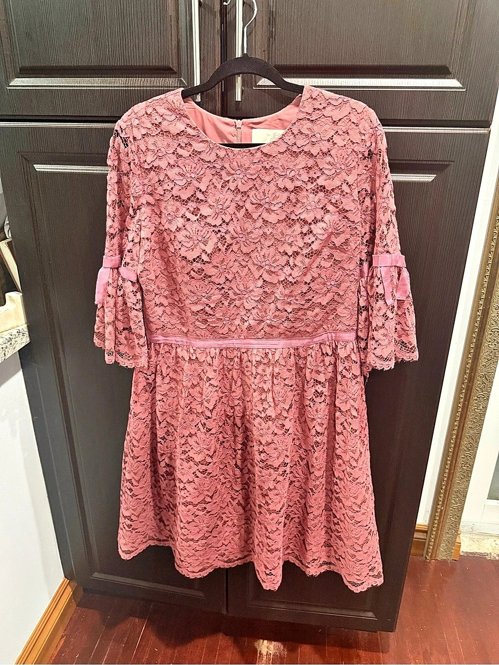 Pink Lace Sleeve Dress Like New